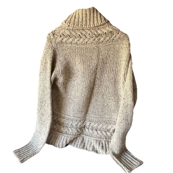 Calvin Klein Wool Blend Chunky Cable Knit Two Button Front Cardigan XL Beige - Picture 2 of 13